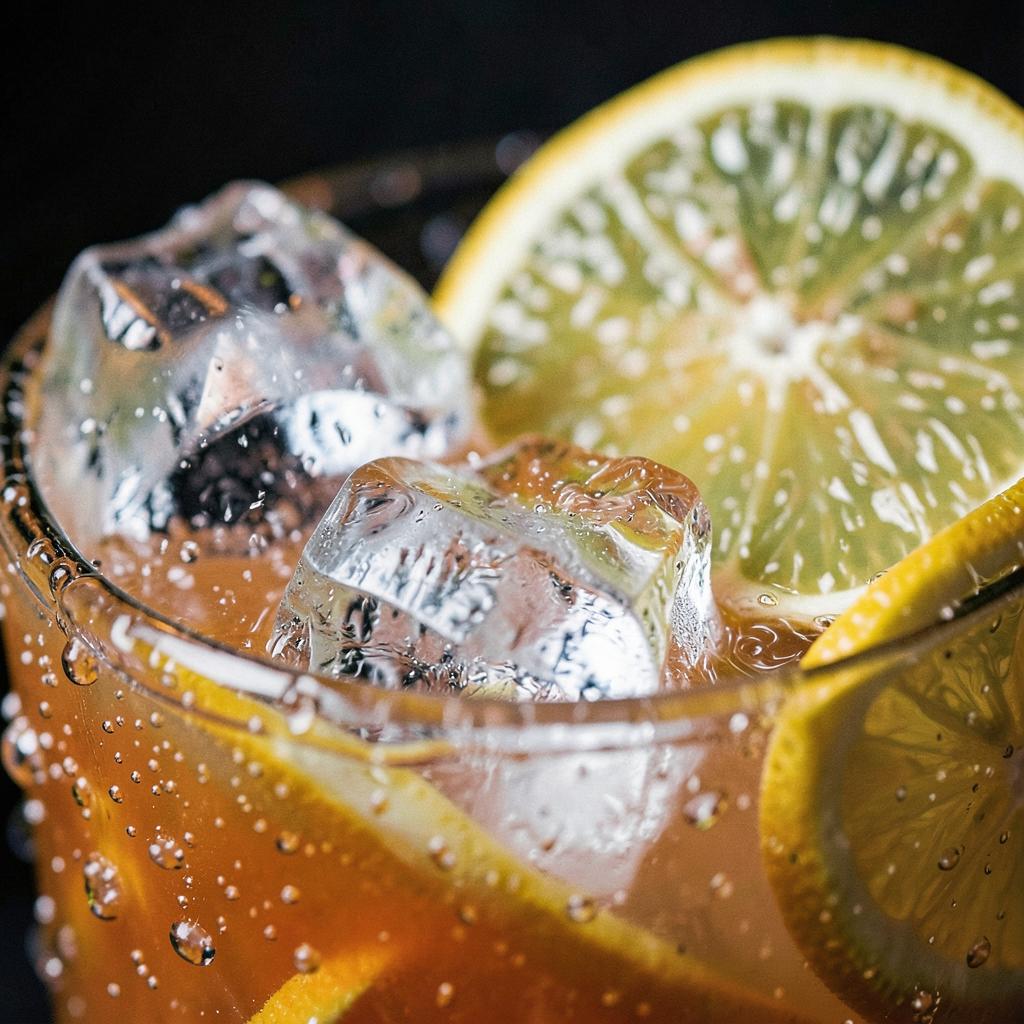 Ice cubes and citrus close up