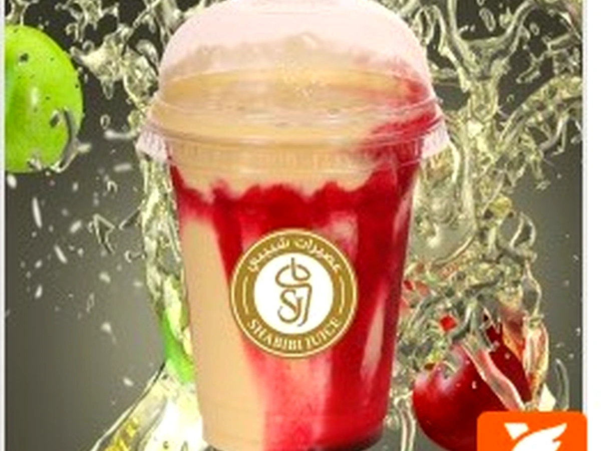 Layered berry and cream drink from Shabibi Juice